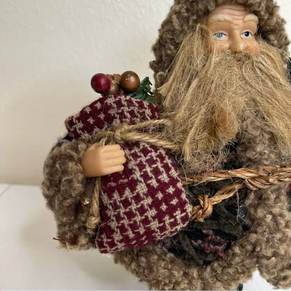 Dan Dee Collectors Choice Santa Round Toy Sack Grandfather Clock Rustic Stuffie